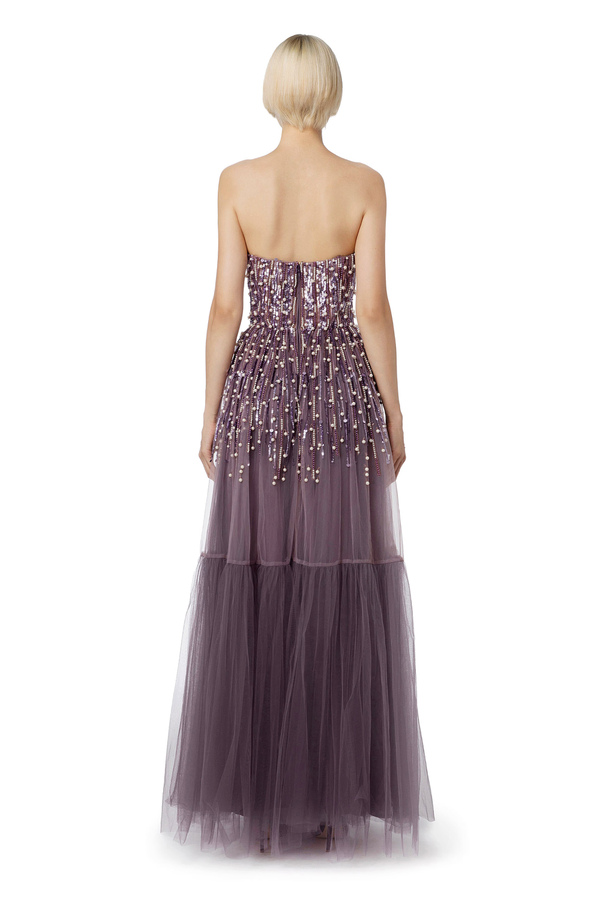 Red Carpet dress with sequins and pearls - Elisabetta Franchi® Outlet