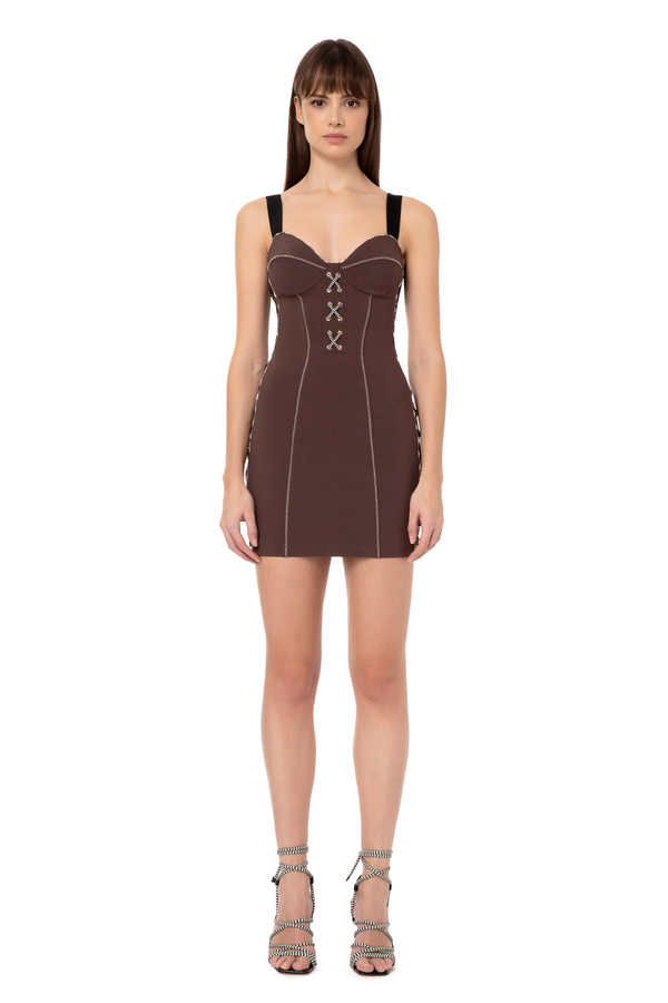 Mini dress with cups and laces - Elisabetta Franchi® Outlet