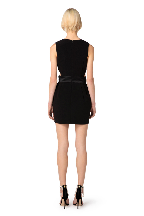 Mini-dress in crêpe fabric with tulle - Elisabetta Franchi® Outlet