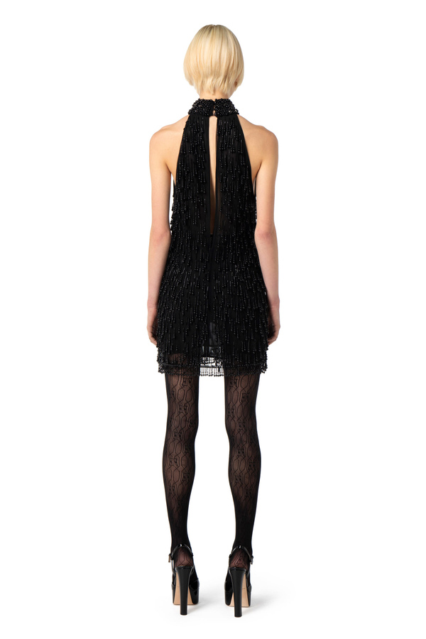 Tulle mini dress with embroidered pearls Elisabetta Franchi Outlet