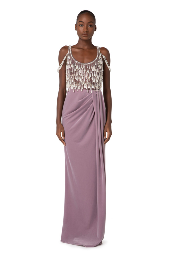 Robe Red Carpet en velours brodé - Elisabetta Franchi® Outlet