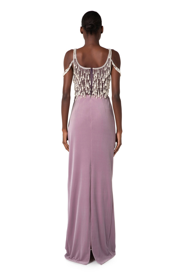 Robe Red Carpet en velours brodé - Elisabetta Franchi® Outlet