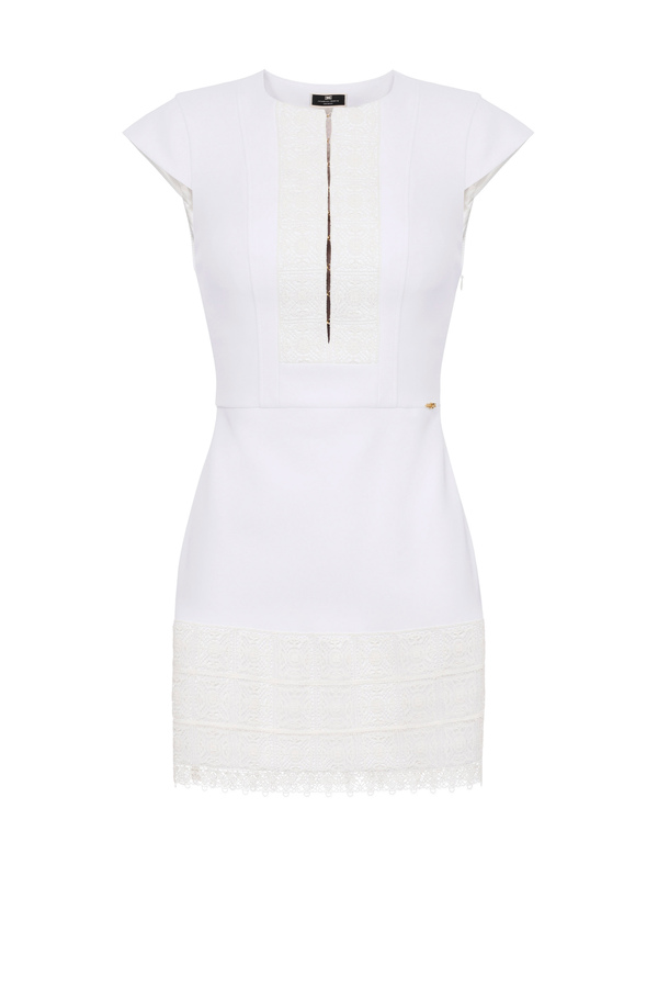 Sleeveless dress with lace bands - Elisabetta Franchi® Outlet