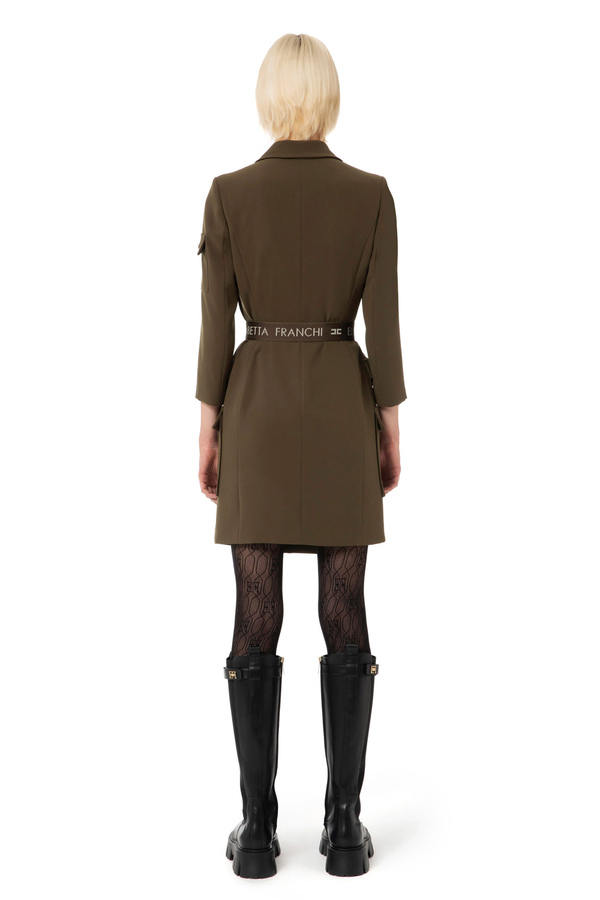 Robe-manteau en crêpe avec maxi poches - Elisabetta Franchi® Outlet