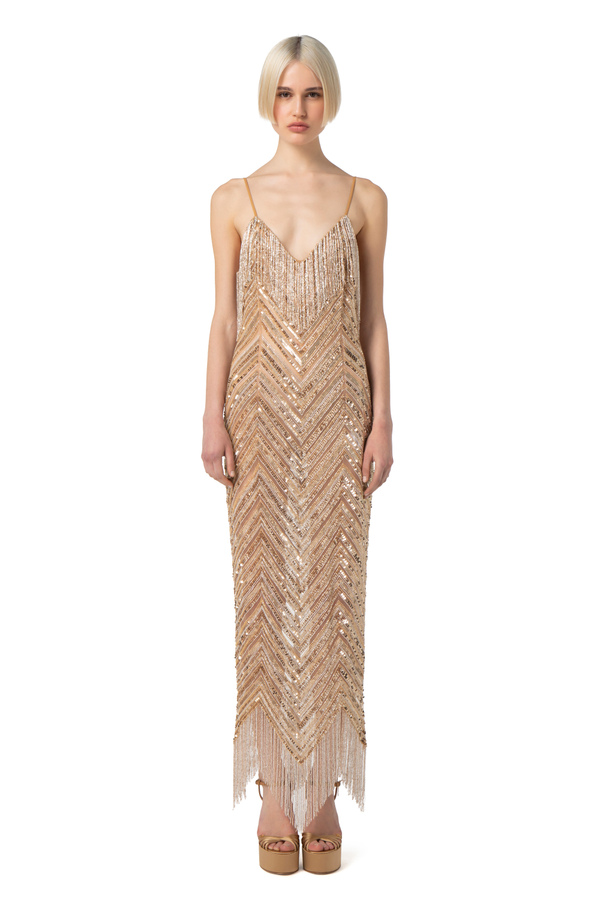 Abito red carpet in tulle con paillettes ricamate - Elisabetta Franchi® Outlet