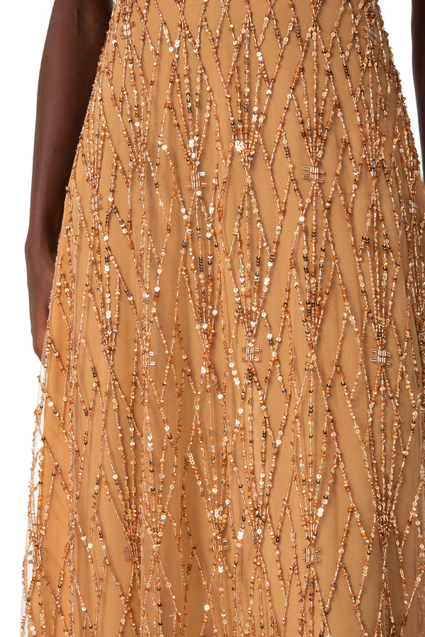Red Carpet dress in jersey with diamond embroidery - Elisabetta Franchi® Outlet