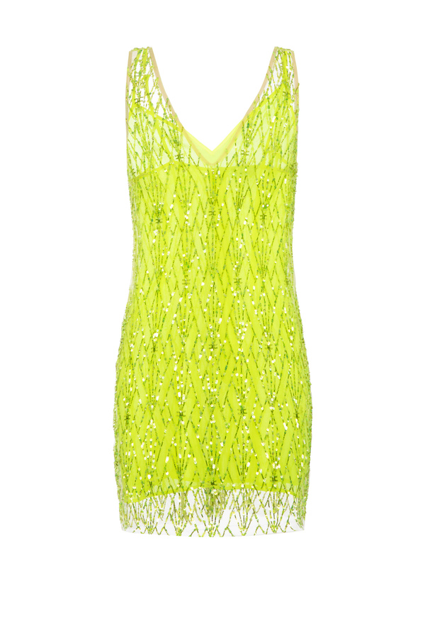 Tulle mini-dress with diamond embroidery - Elisabetta Franchi® Outlet