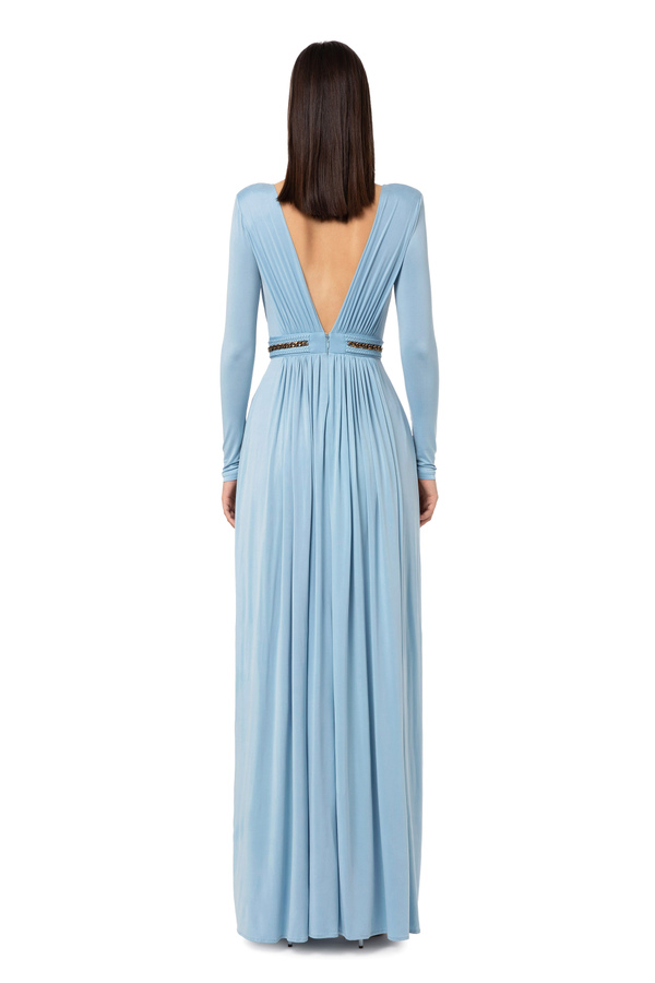 Red carpet dress with decorated band - Elisabetta Franchi® Outlet