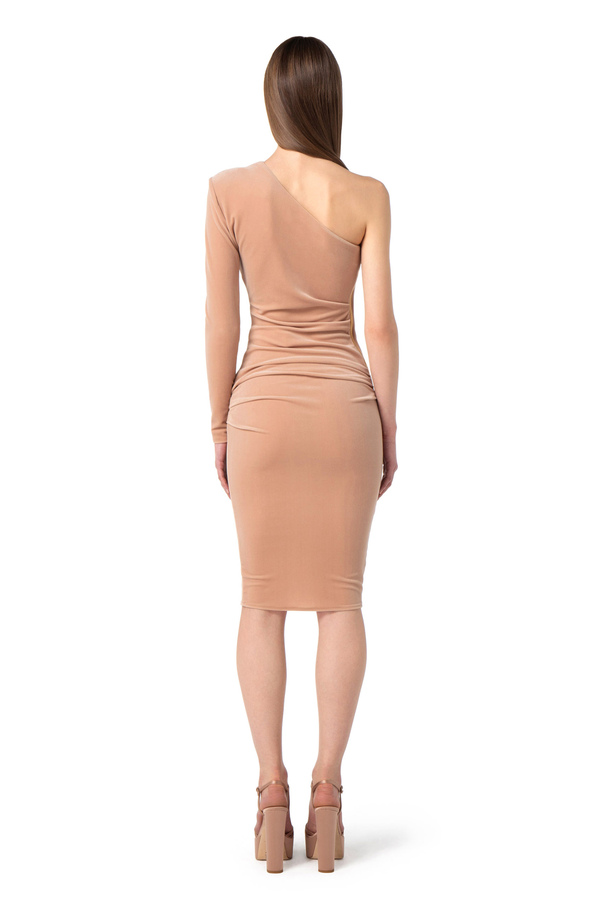 One-shoulder dress in velvet fabric - Elisabetta Franchi® Outlet