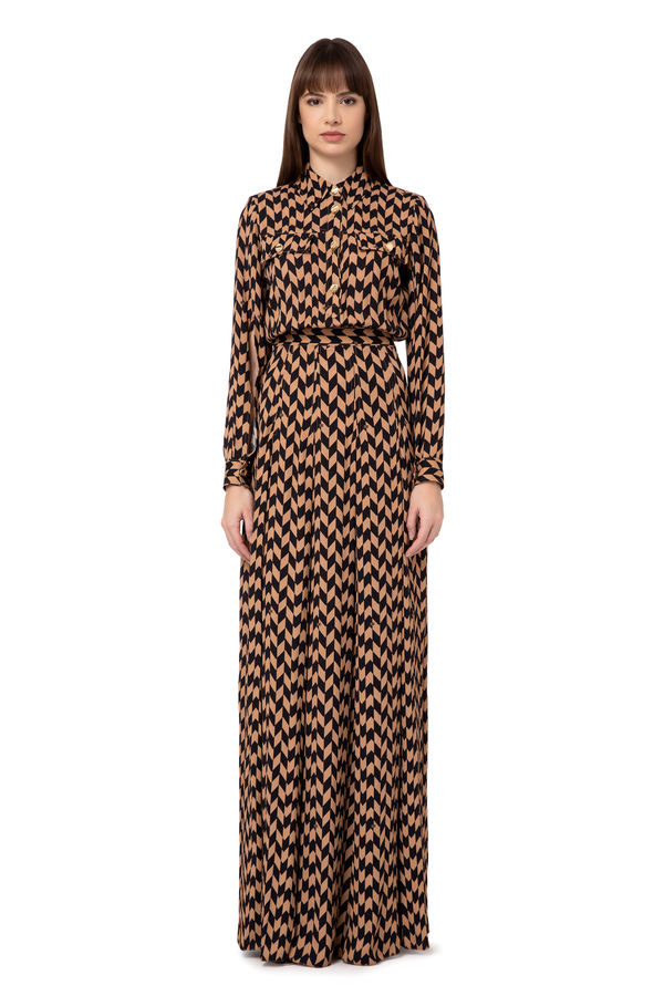 Herringbone print shirt-dress - Elisabetta Franchi® Outlet
