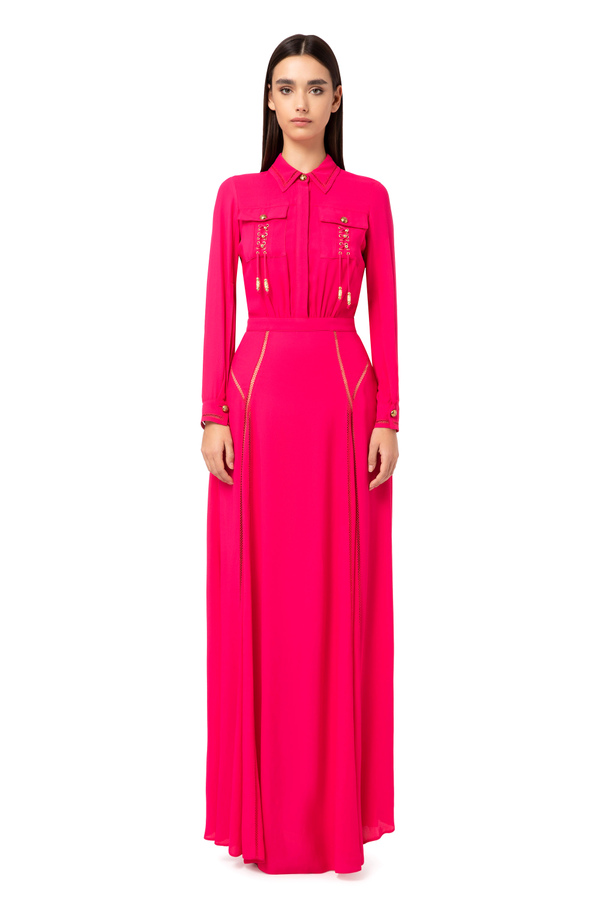 Long dress with criss-cross pattern - Elisabetta Franchi® Outlet