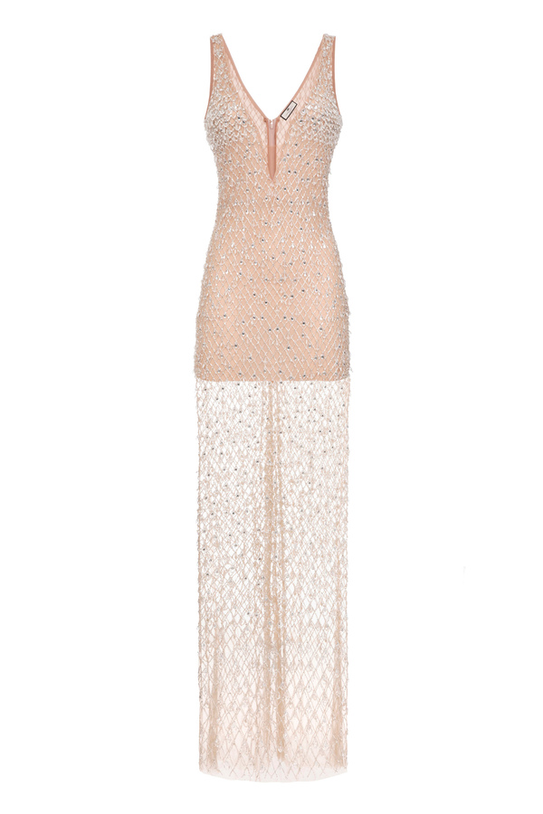 Tulle Red Carpet dress with diamond embroidery - Elisabetta Franchi® Outlet