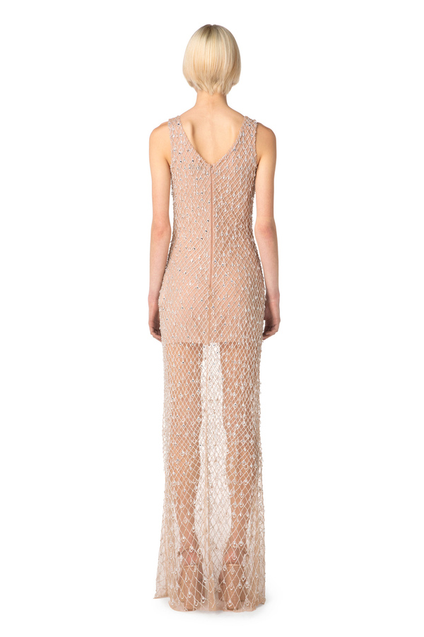 Tulle Red Carpet dress with diamond embroidery - Elisabetta Franchi® Outlet