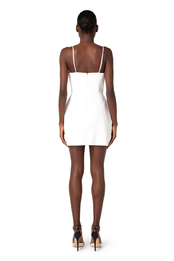 Texturiertes Minikleid mit bestickten Cups - Elisabetta Franchi® Outlet