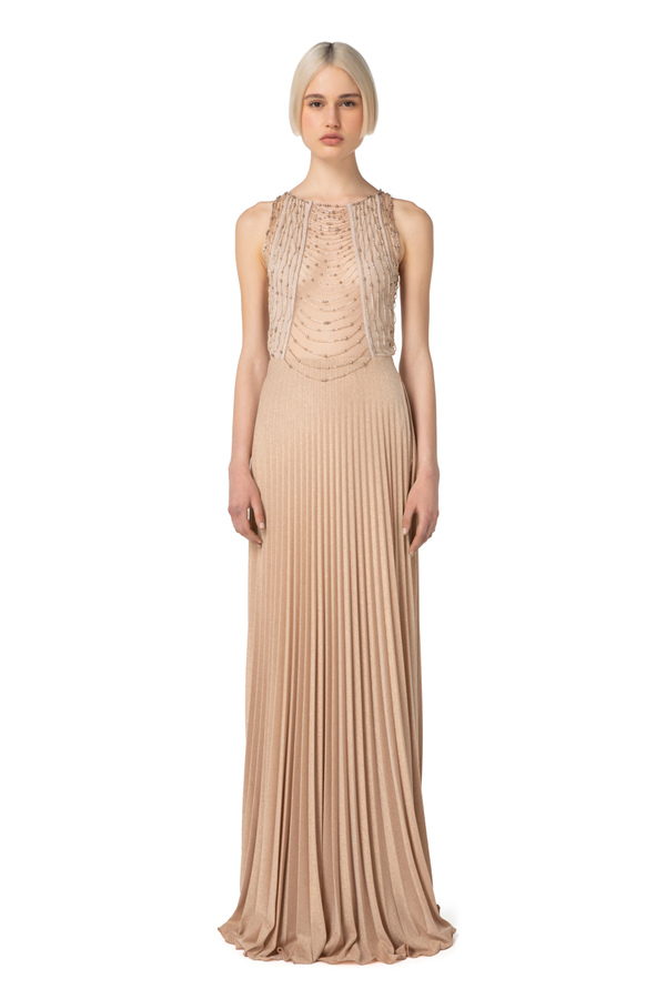 Red Carpet dress in embroidered tulle and jersey - Elisabetta Franchi® Outlet