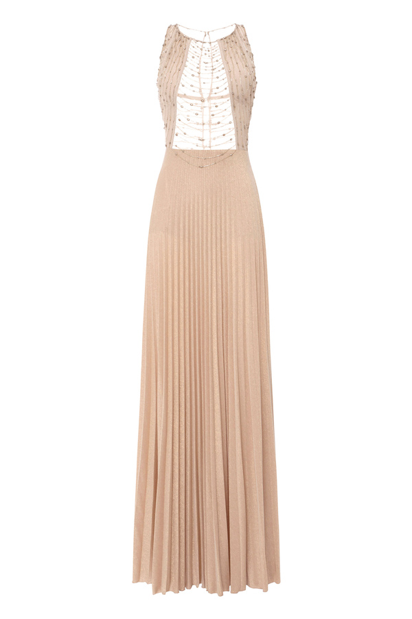 Red Carpet dress in embroidered tulle and jersey - Elisabetta Franchi® Outlet