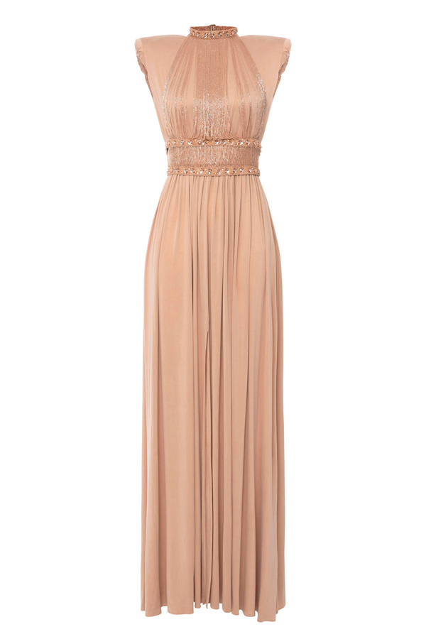 Red Carpet dress in cupro jersey with necklace - Elisabetta Franchi® Outlet