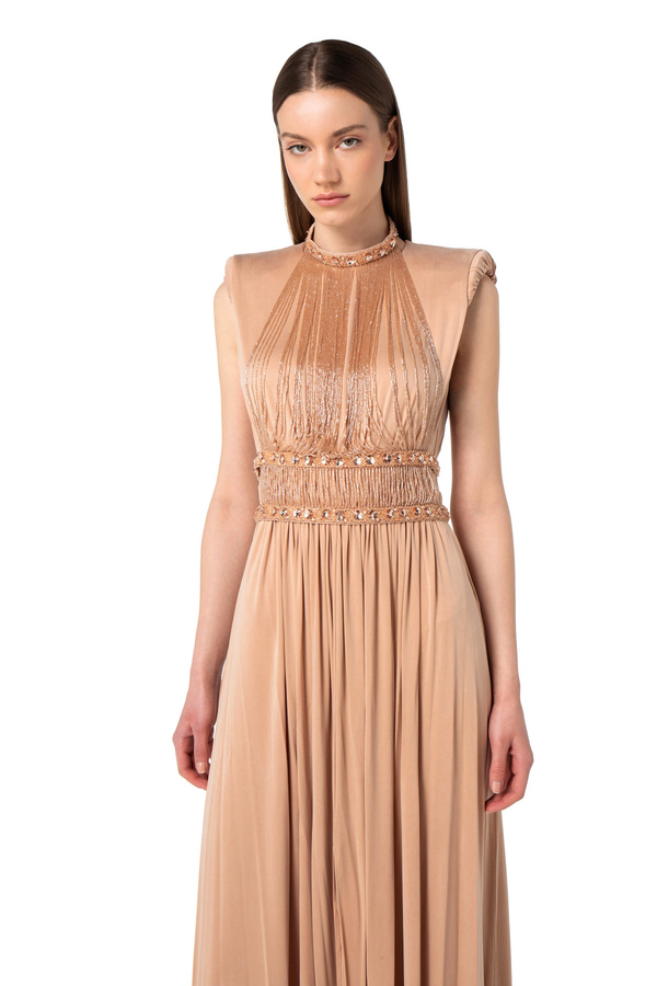 Red Carpet dress in cupro jersey with necklace - Elisabetta Franchi® Outlet