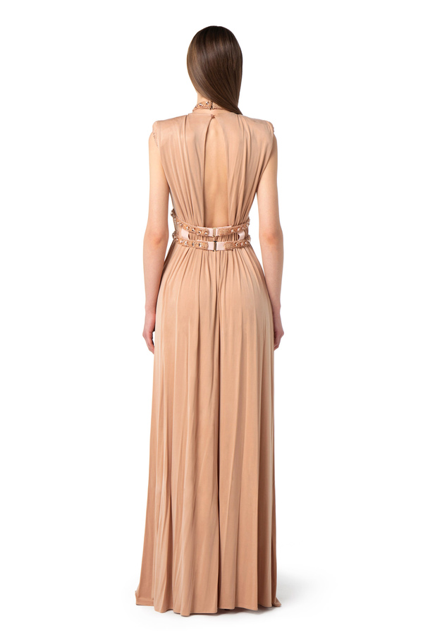 Red Carpet dress in cupro jersey with necklace - Elisabetta Franchi® Outlet