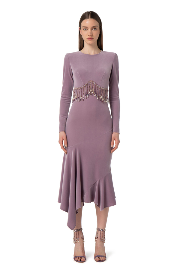 Abito midi in velluto con perline Elisabetta Franchi Outlet