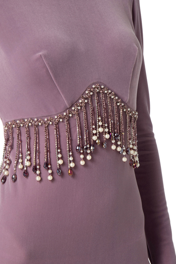Robe midi en velours avec perles - Elisabetta Franchi® Outlet