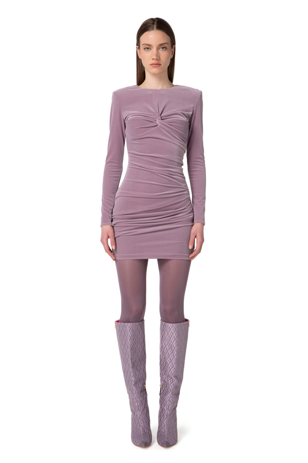 Draped velvet mini-dress - Elisabetta Franchi® Outlet