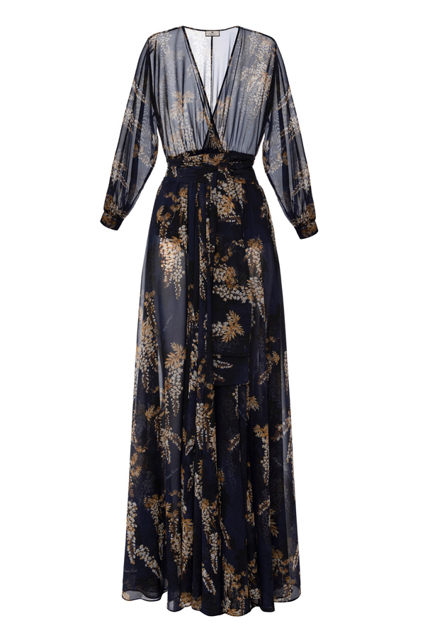 Red Carpet dress made of voile with floral print - Elisabetta Franchi® Outlet