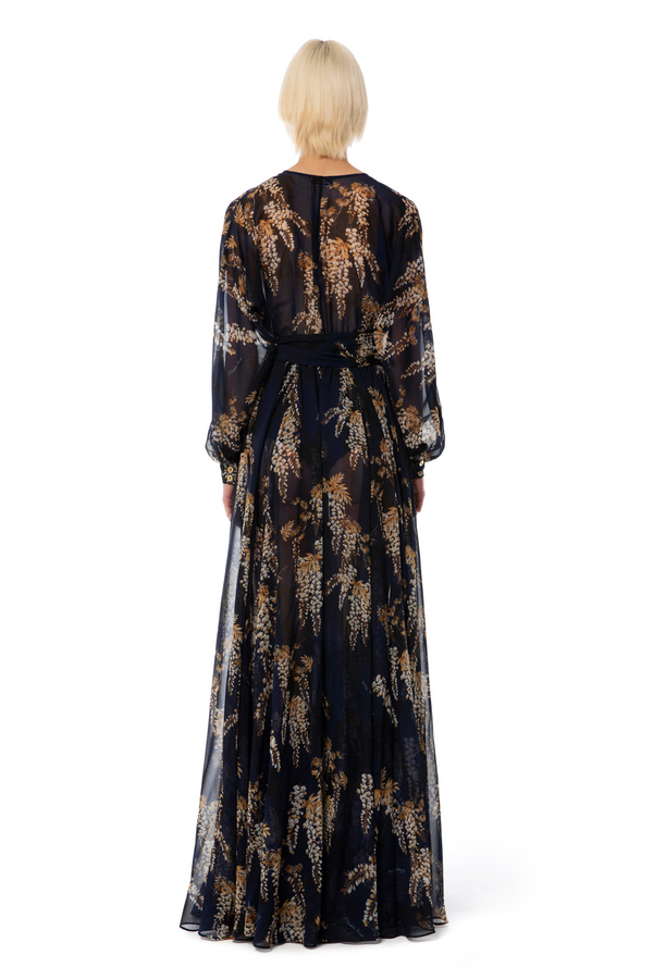 Red Carpet dress made of voile with floral print - Elisabetta Franchi® Outlet