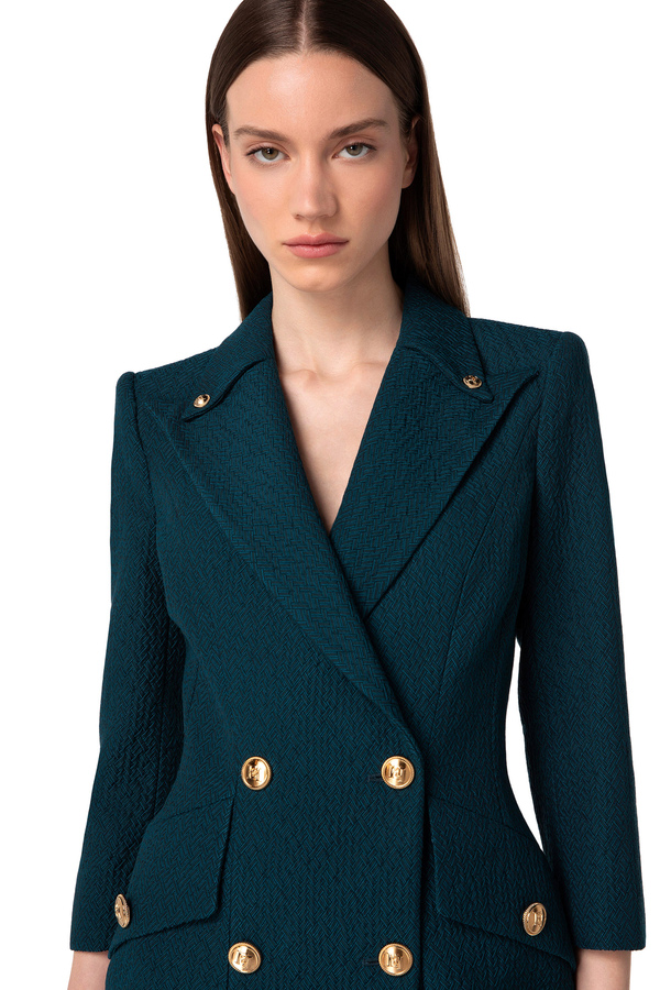 Coat dress with lapel and logo buttons - Elisabetta Franchi® Outlet