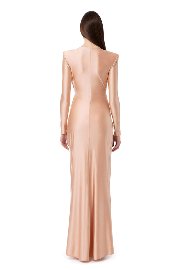 Red carpet dress in lycra with double C accessory - Elisabetta Franchi® Outlet