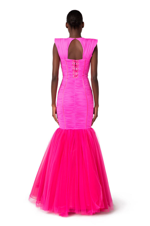 Red Carpet dress in tulle fabric - Elisabetta Franchi® Outlet