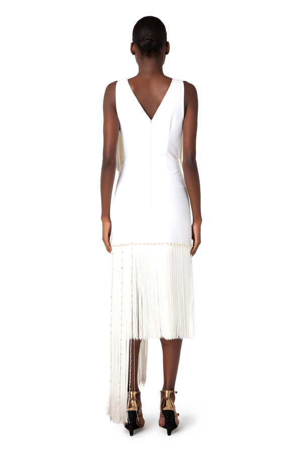 Vestido de crepé con flecos - Elisabetta Franchi® Outlet