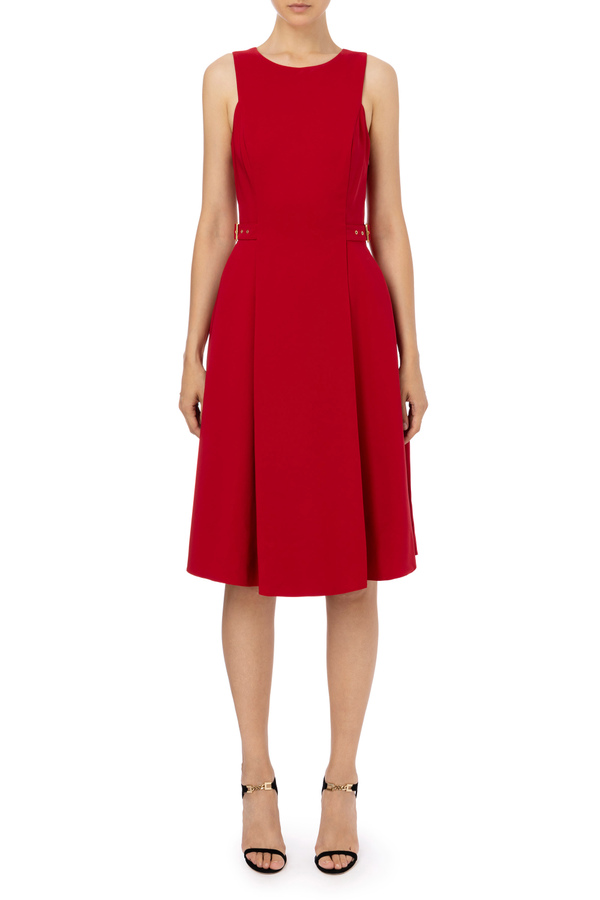 Sleeveless dress with flared skirt and open neckline on the back - Elisabetta Franchi® Outlet