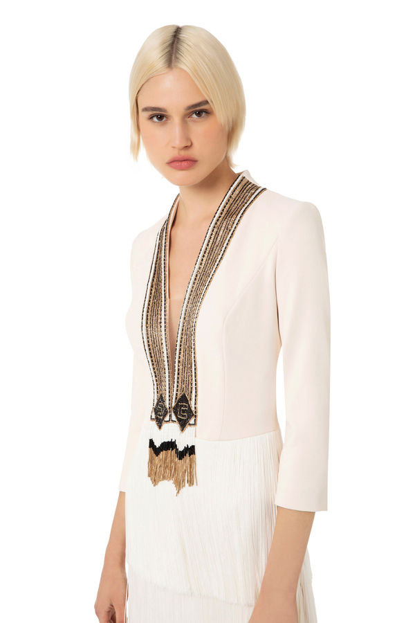 Mini-robe en double crêpe avec broderie de sequins - Elisabetta Franchi® Outlet