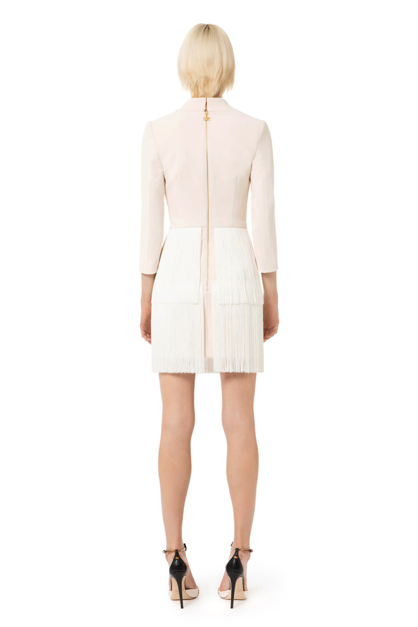 Mini-dress in double layer crêpe fabric with sequins embroidery - Elisabetta Franchi® Outlet