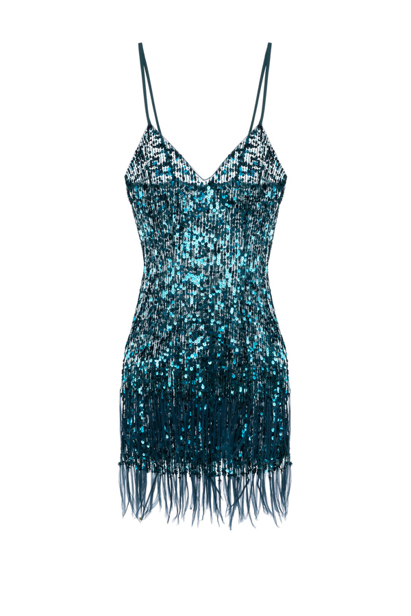 Mini-dress with sequins and fringes - Elisabetta Franchi® Outlet