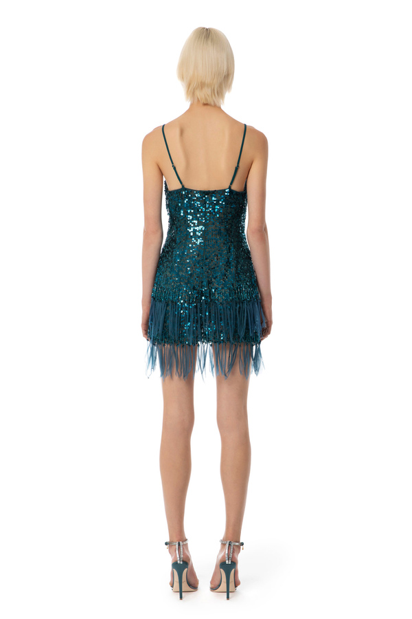 Mini-dress with sequins and fringes - Elisabetta Franchi® Outlet