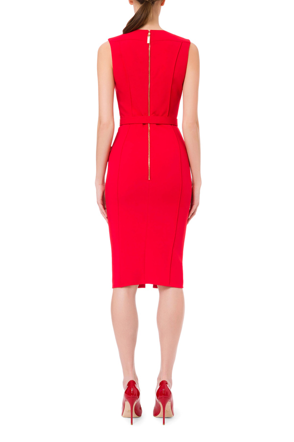 Ärmelloses Midi-Kleid mit Knöpfen und Logo-Gürtel - Elisabetta Franchi® Outlet