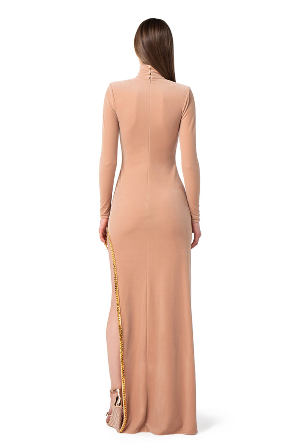 Red Carpet dress in velvet with chain - Elisabetta Franchi® Outlet