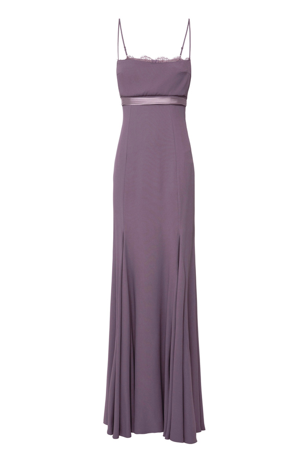 Satin Red Carpet dress with lace inserts - Elisabetta Franchi® Outlet