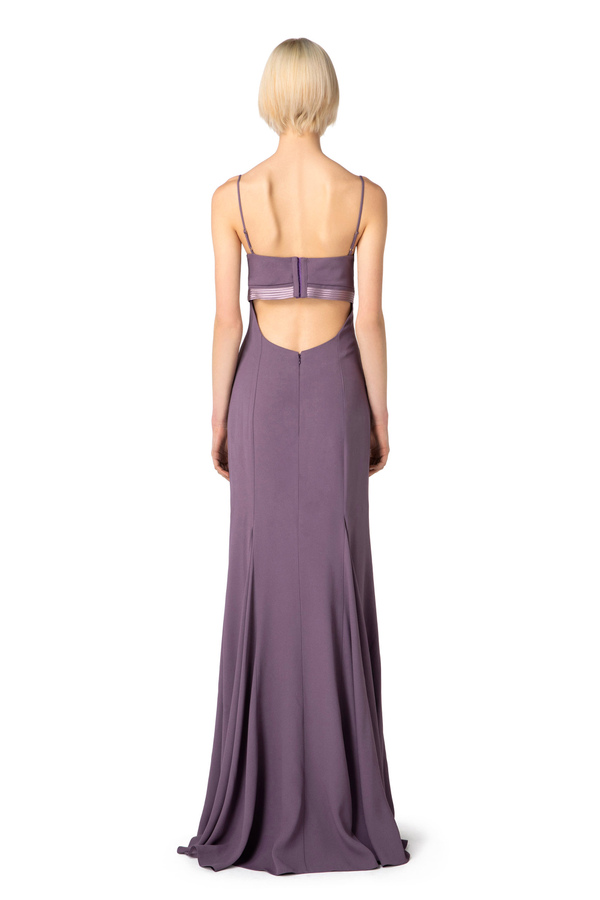 Satin Red Carpet dress with lace inserts - Elisabetta Franchi® Outlet