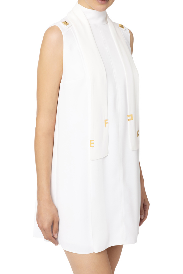 Sleeveless boxy dress with gold details - Elisabetta Franchi® Outlet