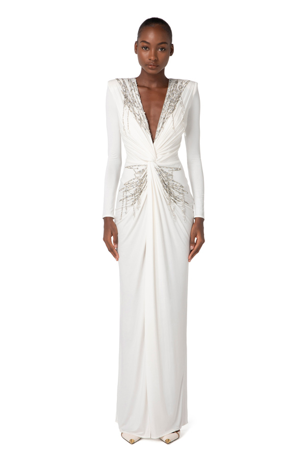 Robe Red Carpet en jersey cupro avec sequins - Elisabetta Franchi® Outlet