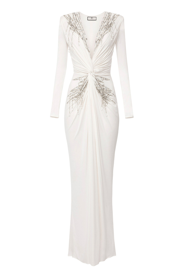 Robe Red Carpet en jersey cupro avec sequins - Elisabetta Franchi® Outlet