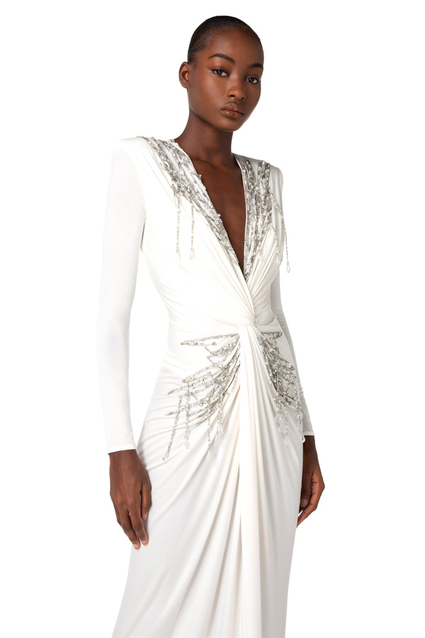 Robe Red Carpet en jersey cupro avec sequins - Elisabetta Franchi® Outlet