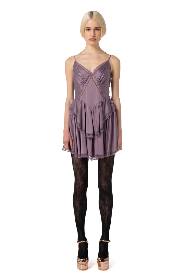 Satin lingerie mini-dress - Elisabetta Franchi® Outlet