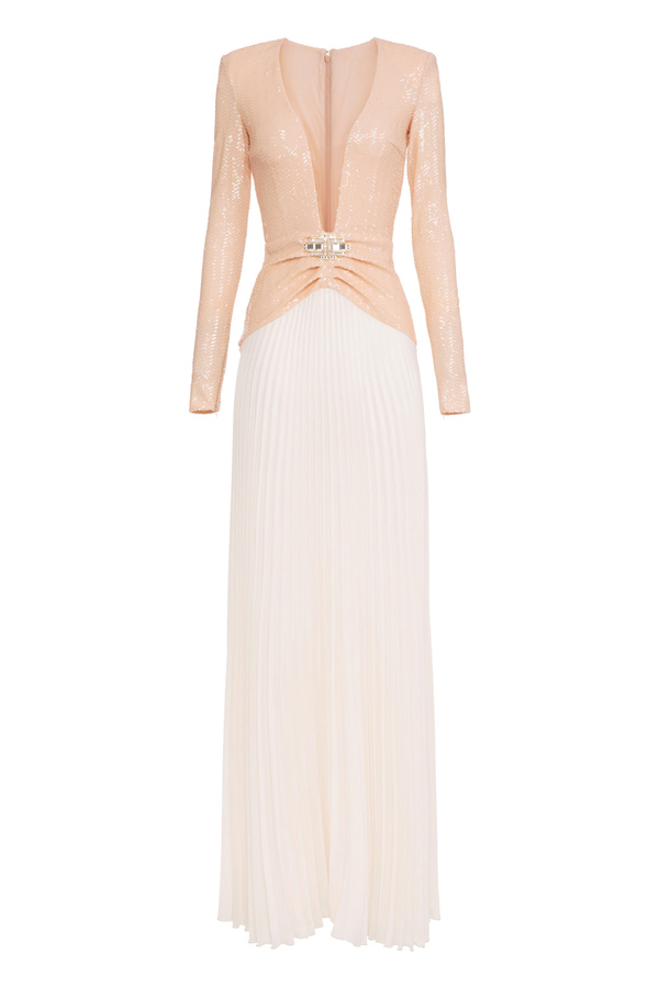 Red Carpet dress in sequins with pleated skirt - Elisabetta Franchi® Outlet