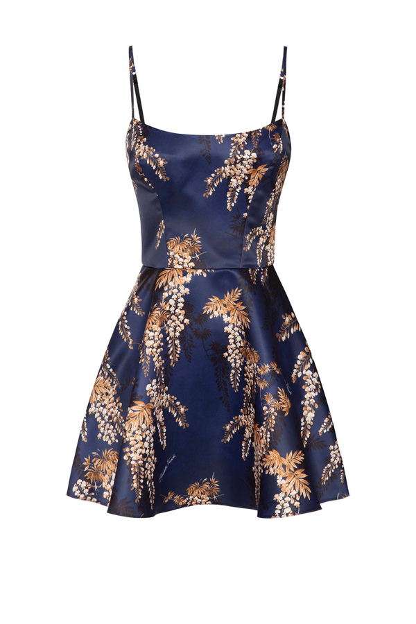 Miniabito in duchesse con stampa floreale Elisabetta Franchi Outlet