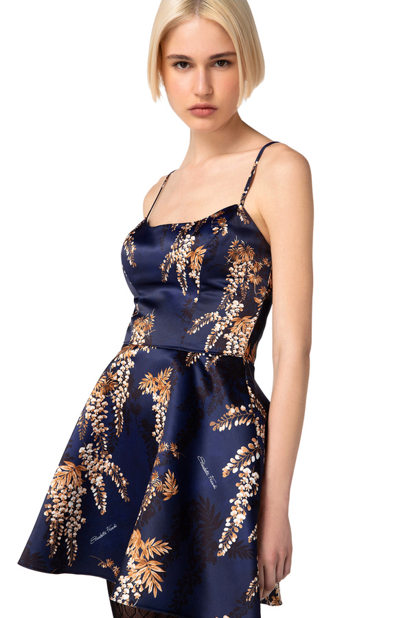 Miniabito in duchesse con stampa floreale Elisabetta Franchi Outlet