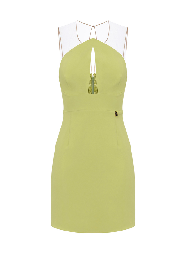 Mini-dress in stretch crêpe with keyhole neckline - Elisabetta Franchi® Outlet